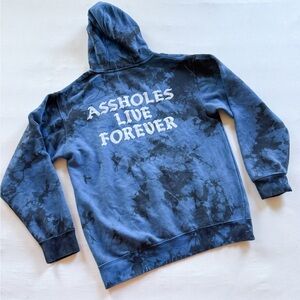 Assholes Live Forever Blue Tie-Dye Men's Hoodie Sz M